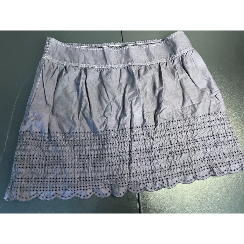Caslon New Women's size S Blue Lined Eyelet Cotton Skirt Elastic Waist Skirt‎